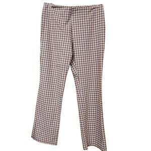 Altard State Womens Brown White Gingham Plaid Straight Leg Pants Sz L High Rise